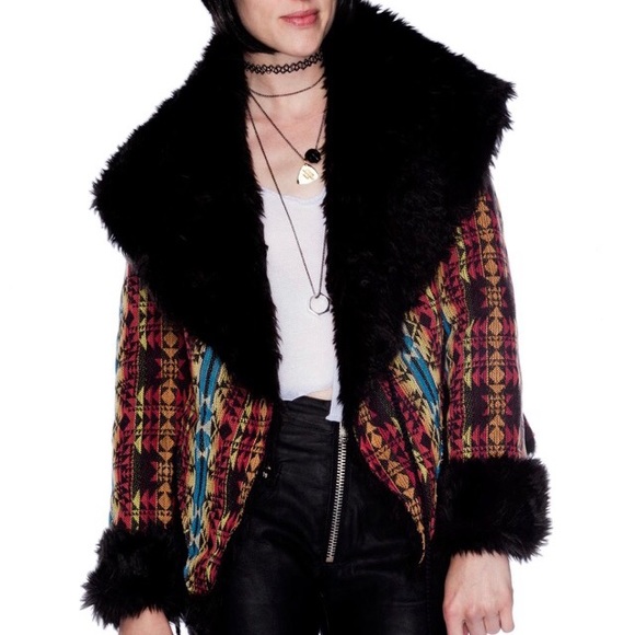 UNIF geometric print faux fur lined jacket - Picture 2 of 4